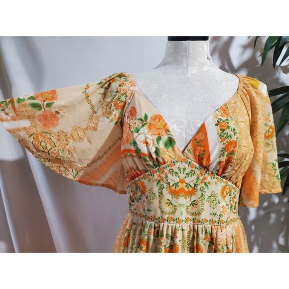 Flying Tomato Floral Bandana Print Tiered Maxi Dress L Cottage Prairie Country - Picture 5 of 11